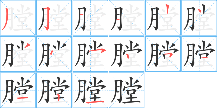 膛的筆順?lè)植窖菔?>
					
                    <hr />
                    <h2>膛的基本信息</h2>
                    <div   id=